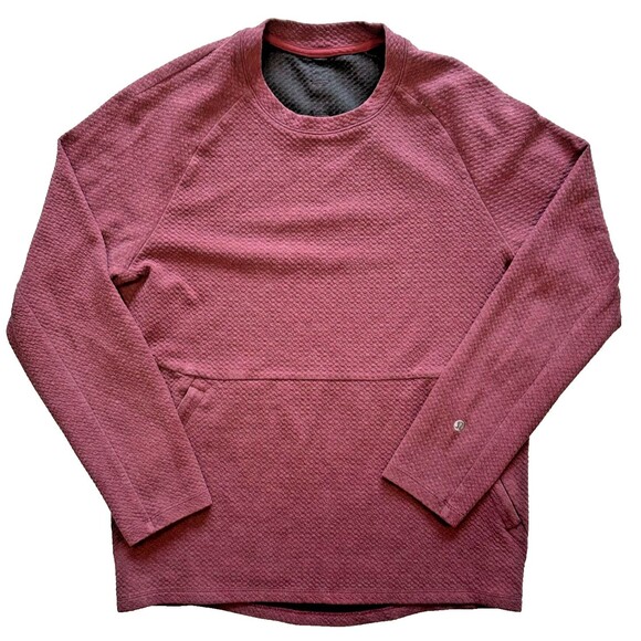 Lululemon At Ease Crew Textured Training Pullover Pocket Size XS Red Black - Picture 1 of 11